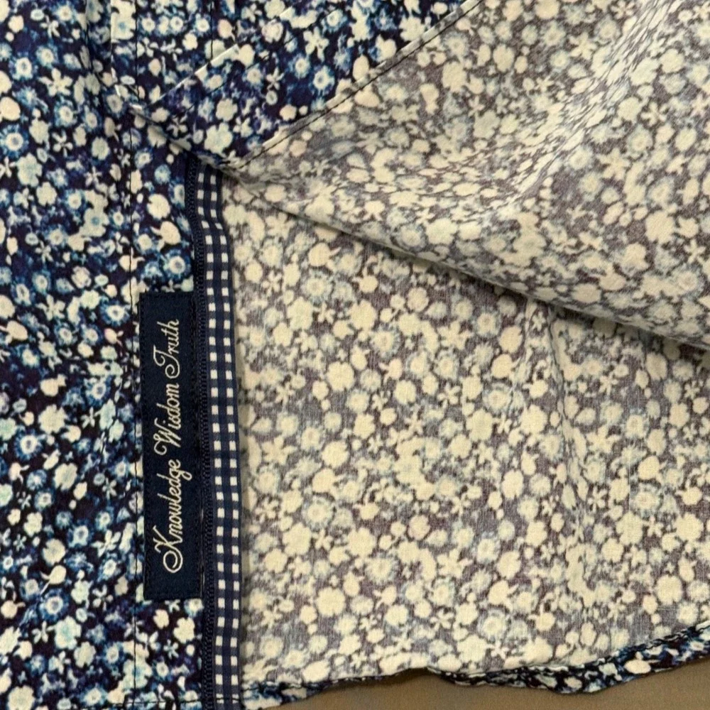 Robert Graham Modern Americana Floral‎ Shirt XL Blue Tailored Fit Short Sleeve
